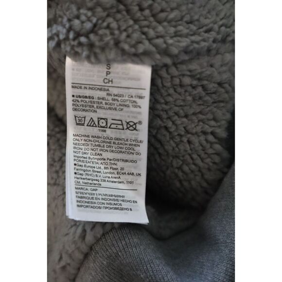 Gap 741051-00 Men's Sz S Gray Heather Sherpa-Lined Arch Logo Full Zip Hoodie - Picture 7 of 10